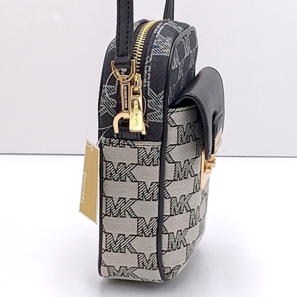 Michael Kors Sloan Editor Small Phone Logo Jacquard Crossbody Black Multi - Picture 11 of 16